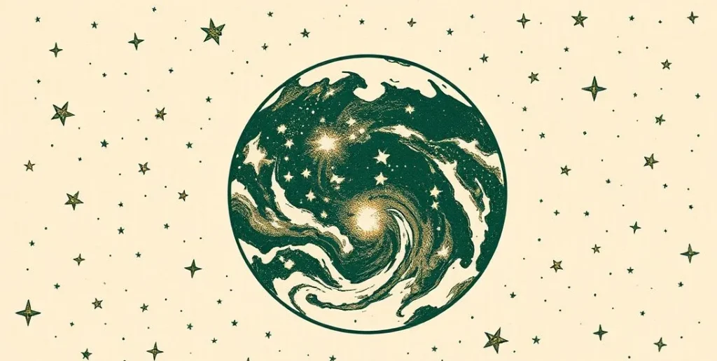 Illustration of planet Earth in space with oceans, continents and clouds