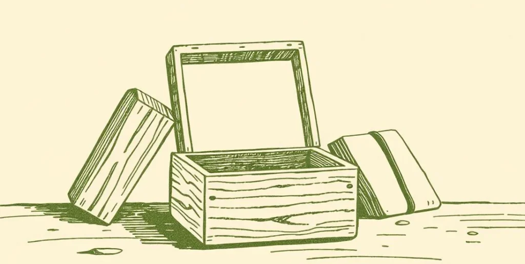 Illustration of nested wooden boxes with a seed in the smallest
